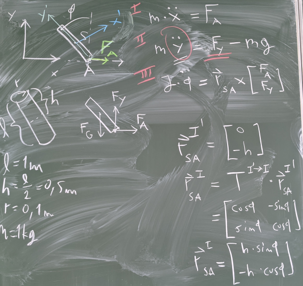 Aufstellen der Newton-Euler-Gleichungen.