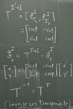 Zusammenfassung der Einheitsvektoren zu einer Transformationsmatrix.