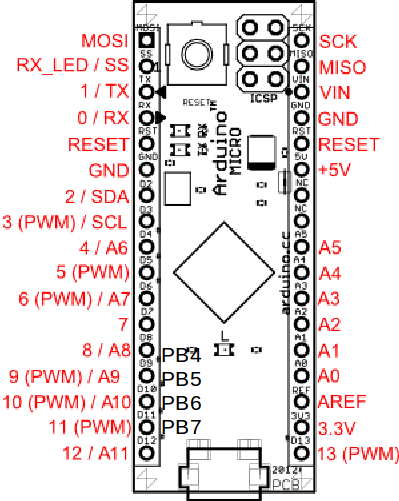 Arduino-Micro Pinlayout.