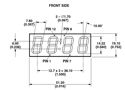 Lage der Pins bei HDSP-B08G.