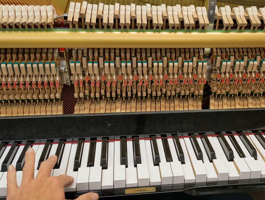 Disklavier spielt Arpeggien über einem einzelnen angeschlagenen Ton.