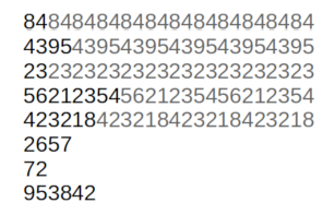 Sequences of numbers extracted from the frames.