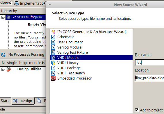 VHDL-Modul erzeugen.