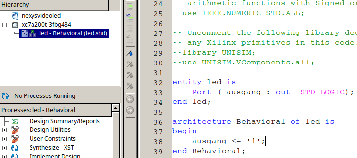 Quelltext der .vhd-Datei vervollständigen.