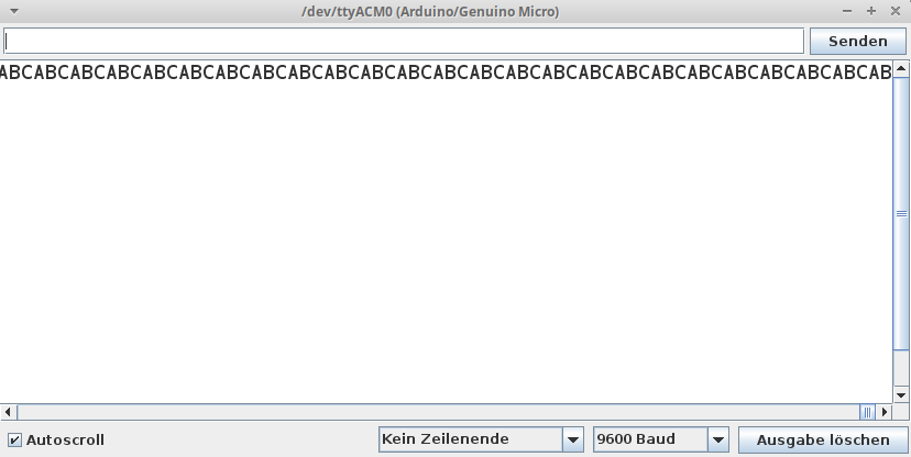 Ausgabe auf Serial Monitor in der Arduino IDE.