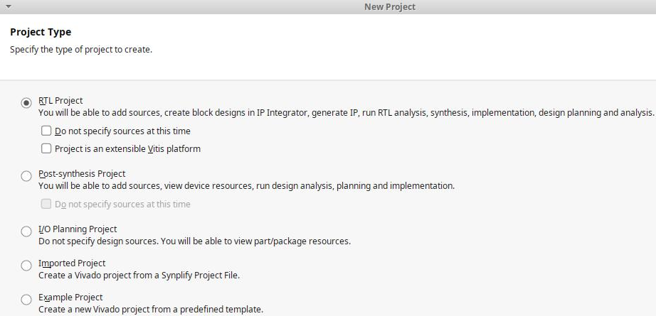 Projekttyp festlegen: RTL