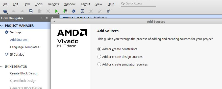 VHDL-Quelltextfile und Constraints-File erzeugen -- Constraints-Datei erzeugen.