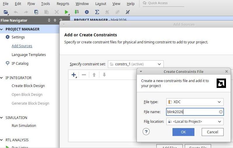 VHDL-Quelltextfile und Constraints-File erzeugen -- Constraints-Datei erzeugen (Fortsetzung).