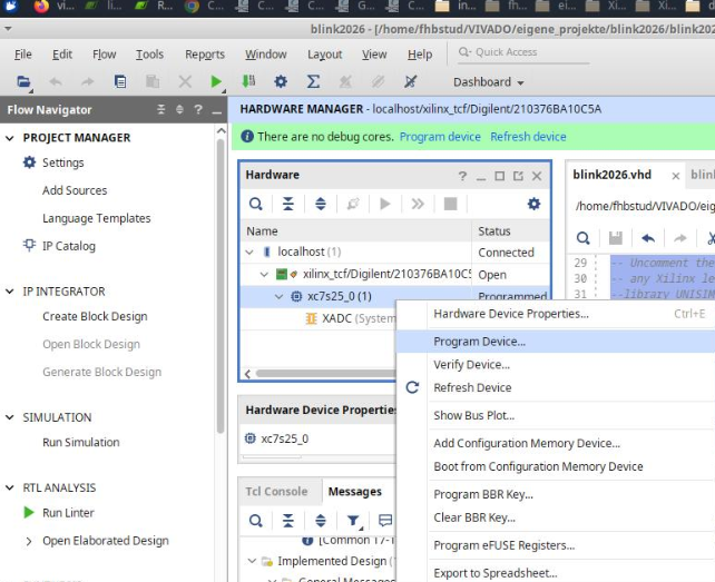 Program Device wählen.