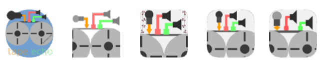 Evolutionsschritte bei der Erstellung eines Icons.