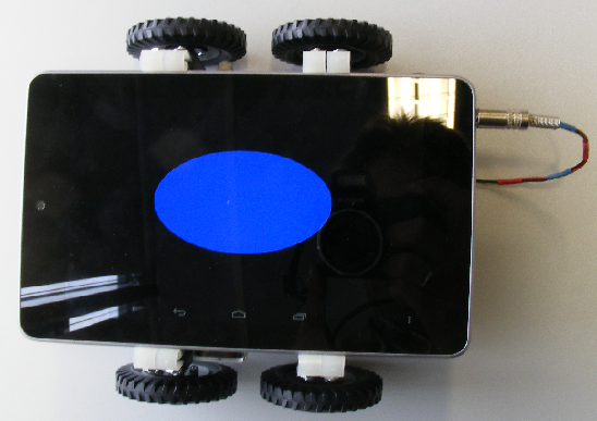 Fahrwerk mit Tablet c)