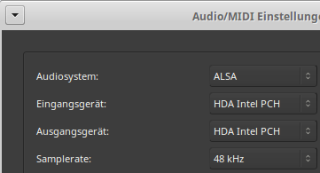 Audio-Einstellungen für das neue Ardour-Projekt: Wav-Files haben eine Samplingrate von 48kHz.