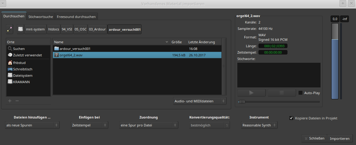 Importieren: