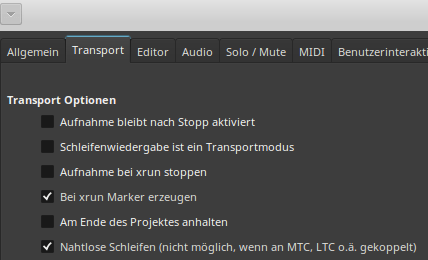 Nahtlose Schleifen unter Bearbeiten -> Globale Einstellungen -> Transport aktivieren;