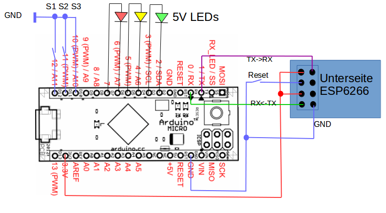 Aufbau der Arduino-Testschaltung.