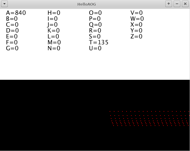 Screenshot of the running HelloAOG program.